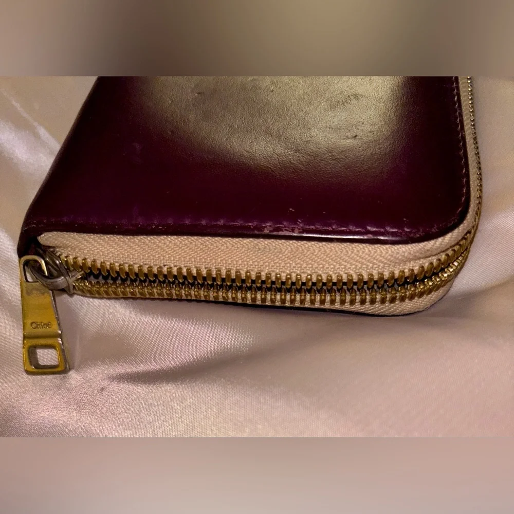 Chloe 2 Color Zipper Wallet - Maroon/Eggplant